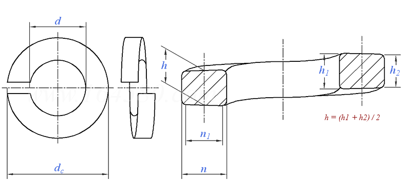 ASME B 18.21.1 (T4) - 2009 (R2016) 弹簧垫圈 - 高旋型 [Table 4] (SAE J403, J411, J405, J404, ASTM B211, B159, B99, QQ-N-286)