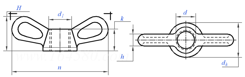 ASME/ANSI B 18.6.9 - 2010 矮型壓鑄式蝶形螺母 [Table 5]
