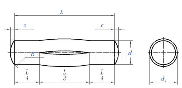 ASME B 18.8.2 - 2000 (R2010) E型槽銷 半長錐槽 [Table 6]