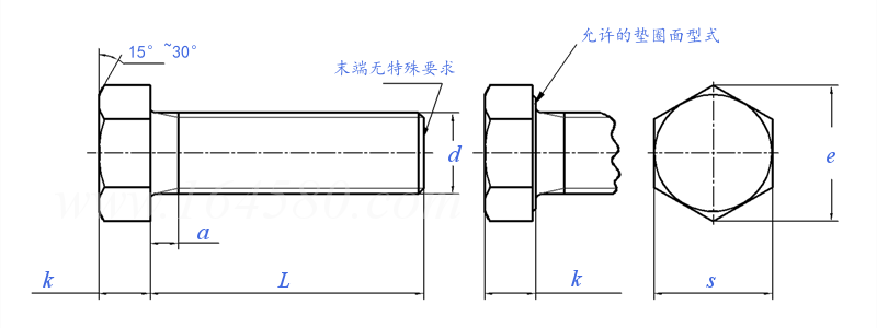 KS B 1002 (T7) - 2001 C級 全螺紋六角頭螺栓 Table 7