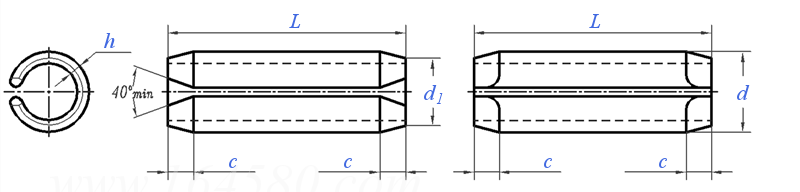ASME B 18.8.2 - 2000 (R2010) 彈性圓柱銷 [Table 10]