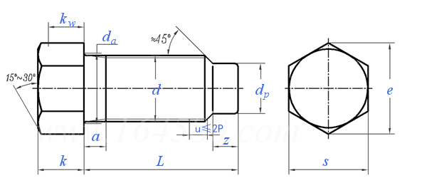 DIN  561 - 1995 六角頭圓柱端緊定螺釘