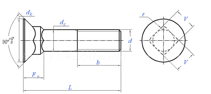 DIN  608 - 1981 沉头方颈螺栓