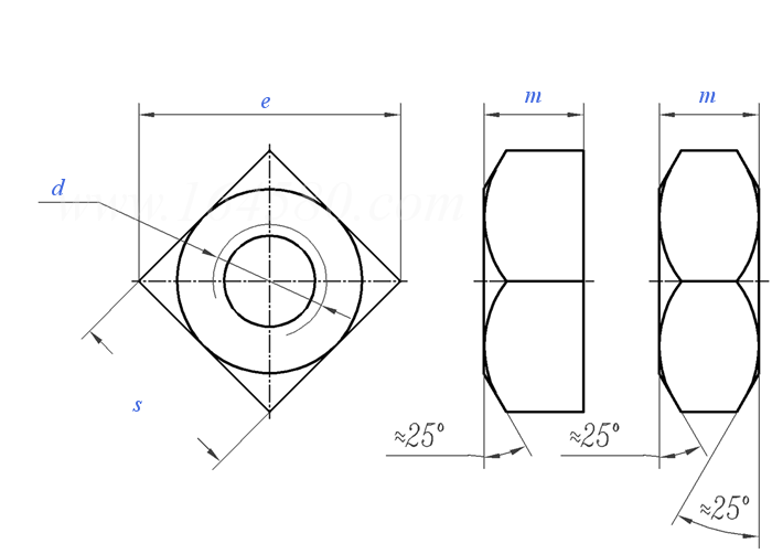 ASME B 18.2.2 (T3) - 2022 方螺母 [Table 3] (SAE J995 / ASTM F594 / F467)