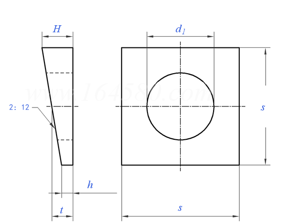 ASME/ANSI B 18.23.1 - 1967 (R1975) 方斜垫圈 (可锻铸铁/白口铁) [Type A]
