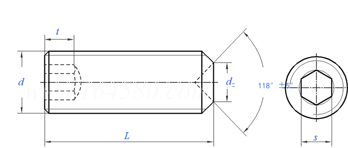 BS  2470 - 1973 BA螺紋内六角凹端緊定螺釘  Table 6C