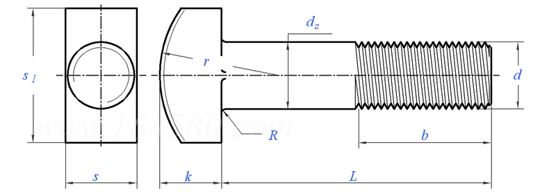 ASME B 18.5 (T10) - 2012 (2017) 英制T形頭螺栓 [Table10] (A307, SAE J429, F468, F593)