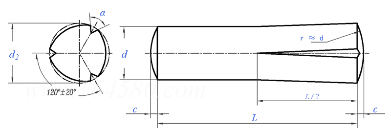 NF E 25-765 - 1997 槽销 半长锥槽