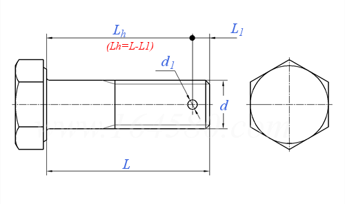 GB  31.3 - 1988 六角头螺杆带孔螺栓 细牙 A和B级