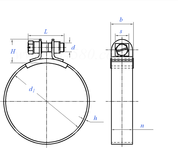 DIN  3017-2 - 2002 喉箍—軟管夾件.第2部分帶夾緊凸緣的夾件 B1型