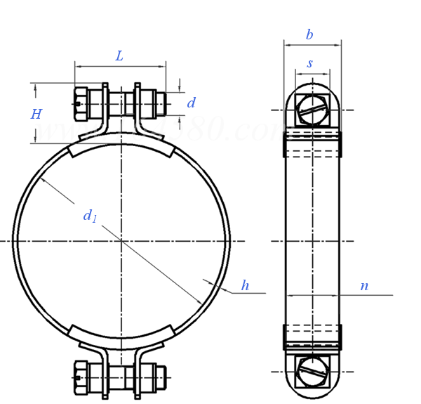 DIN  3017-2 - 2002 喉箍—軟管夾件.第2部分帶夾緊凸緣的夾件 B2型