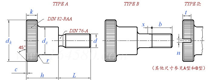 DIN  464 - 1986 滚花高头台阶螺钉