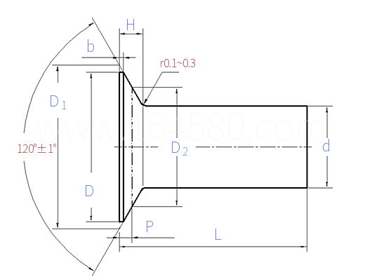 HB  6317 - 2002 120°沉头铆钉 (材料: LF10)