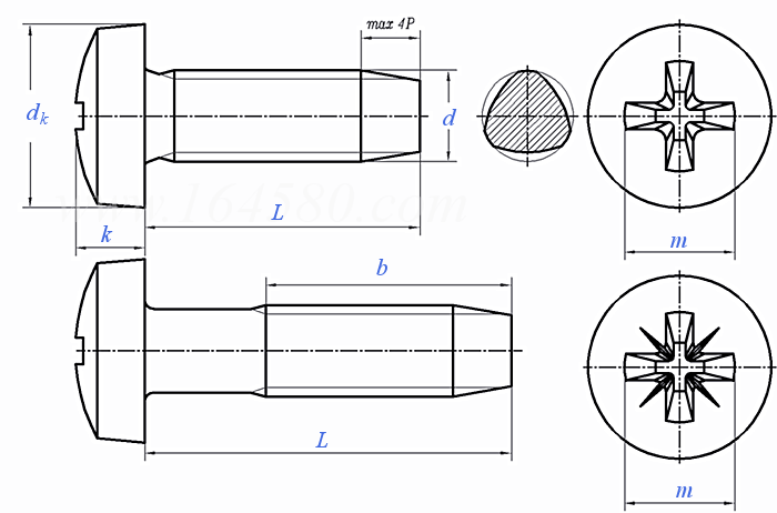 DIN  7500 (CE) - 2007 十字槽盘头自挤锁紧螺钉