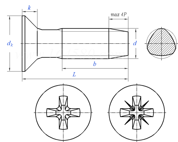 DIN  7500 (ME) - 1995 十字槽沉头三角锁紧自攻钉