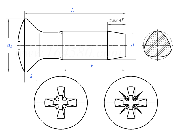 DIN  7500 (NE) - 1995 十字槽半沉头自挤锁紧自攻钉