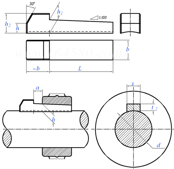 DIN  6889 - 1956 扭力传动斜键.弯头鞍形键