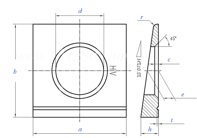 DIN  6917 - 1989 鋼結構工字鋼用高強度螺栓連接用方形墊圈