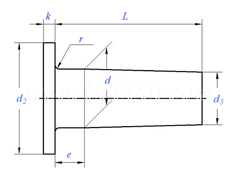 DIN  7338 (A) - 1993 刹车以及离合器衬片用铆钉, 实心铆钉