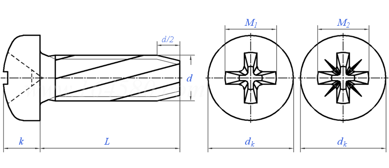 DIN  7516 (AE) - 2016 十字槽盘头自攻自切螺钉 - AE型
