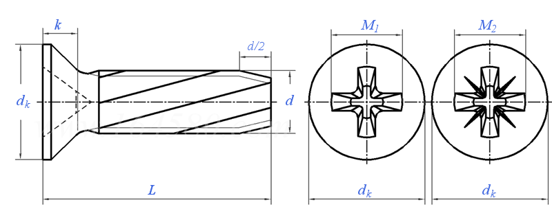 DIN  7516 (DE) - 1995 十字槽沉头自攻自切螺钉