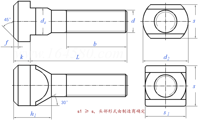 DIN  787 - 2005 T型螺栓 (d ≥ M12x14)