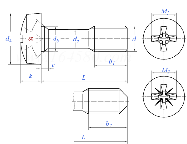 DIN  7964 (C) - 1990 粗牙不脫出螺栓和螺釘 - 十字槽矮圓柱頭