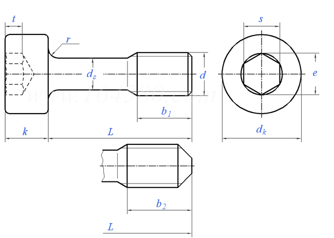 DIN  7964 (E) - 1990 粗牙不脫出螺栓和螺釘 - 内六角圓柱頭
