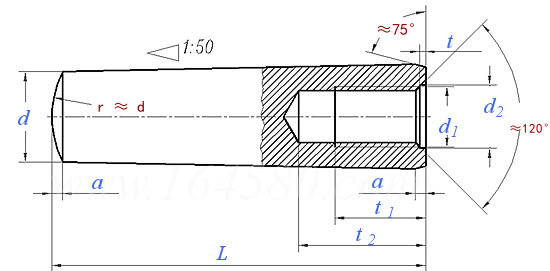 JIS B 1358 - 1990 内螺紋圓錐銷