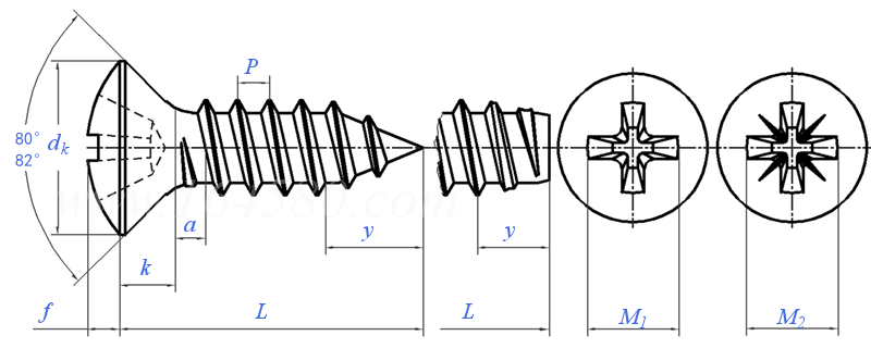 DIN  7983 - 1990 十字槽半沉头自攻钉