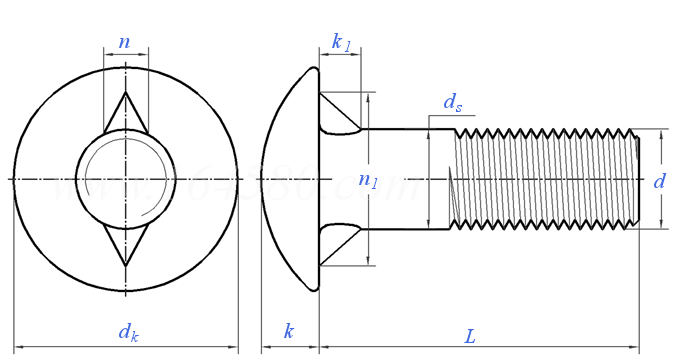 ASME B 18.5 (T5) - 2012 (2017) 英制圓頭帶榫螺栓 [Table 5] (A307, SAE J429, F468, F593)