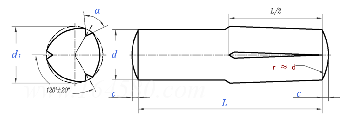 DIN  1474 - 1978 槽銷,半長倒錐槽