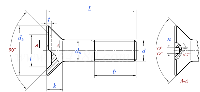 EN  14399-7 (Cs bolt) - 2018 預負載用高強度結構螺栓連接副，第7部分：HR系統 - 沉頭螺栓