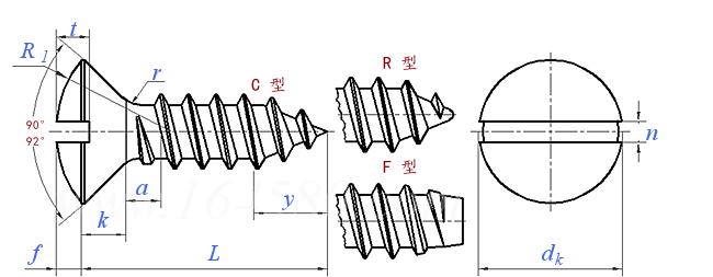 JIS B 1115 (T9) - 2015 開槽半沉頭自攻螺釘 [Table 9]