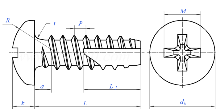 GB /T 13806.2 (A) - 1992 精密机械用紧固件 - 十字槽盘头割尾自攻钉 刮削端