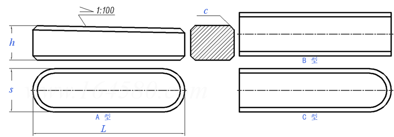 GB  1564 - 1979 (R1990) 普通型 楔键