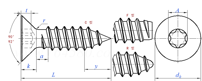 ISO  14586 - 2011 梅花槽沉頭自攻螺釘
