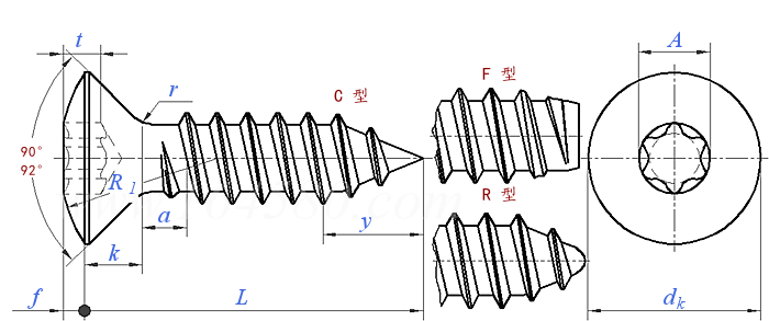 ISO  14587 - 2011 梅花槽半沉頭自攻螺釘