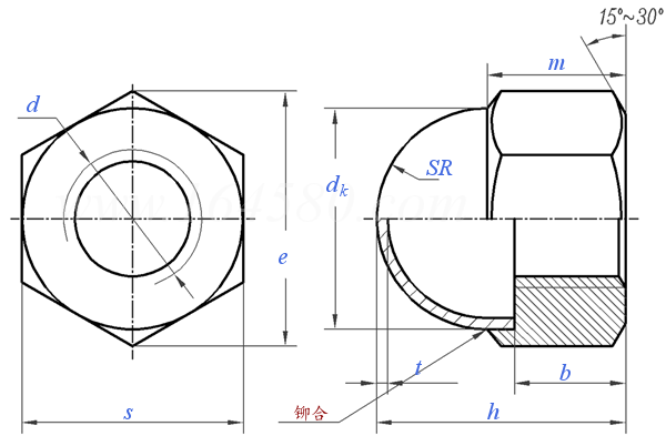 Q  395C 组合式六角较细牙盖型螺母