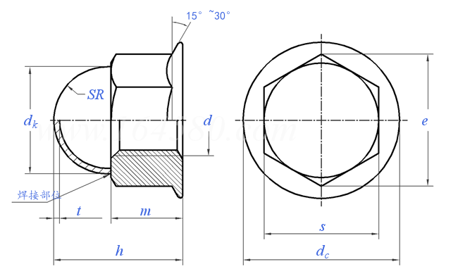 GB /T 802.3 - 2009 六角法兰面盖形螺母 焊接型