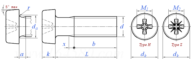 JIS B 1111 (T14) - 2017 十字槽圓柱頭螺釘 [表14]