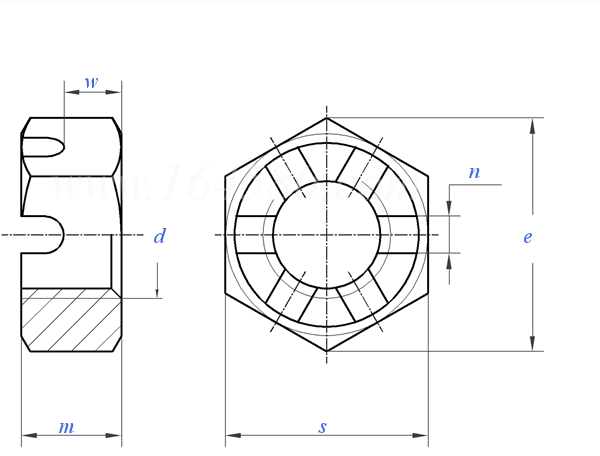 GB  60 - 1976 六角開槽薄螺母