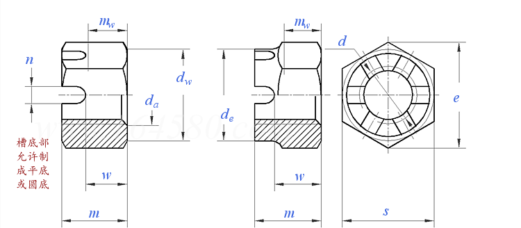 Q  383B 2型开槽六角螺母  较细牙普通螺纹