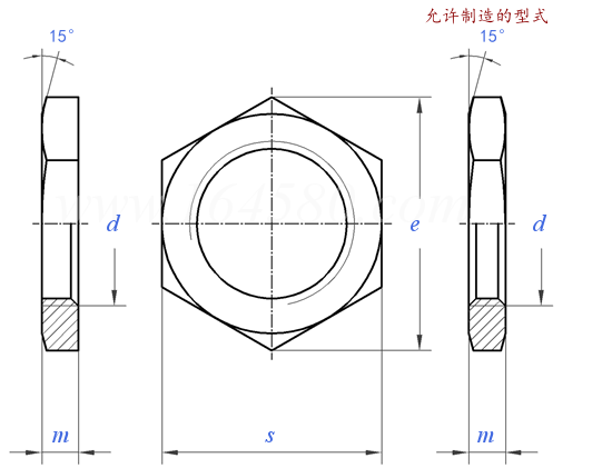 GB  808 - 1988 小六角特扁細牙螺母