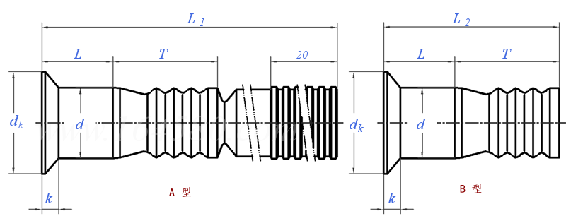 GJB  381.5 - 1987 100°沉頭抗拉型環槽鉚釘