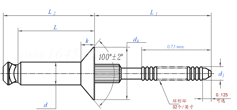 IFI  130 - 2003 沉頭抗剪切拉花抽芯鉚釘