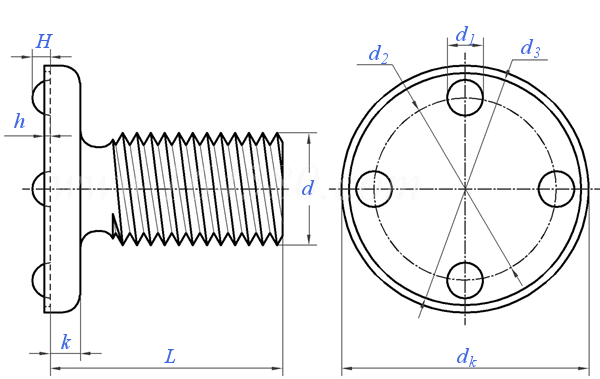 IFI  148 (TC4) - 2002 TC4型 平圓頭帶環四點式上承接面焊接螺釘 [Table7]