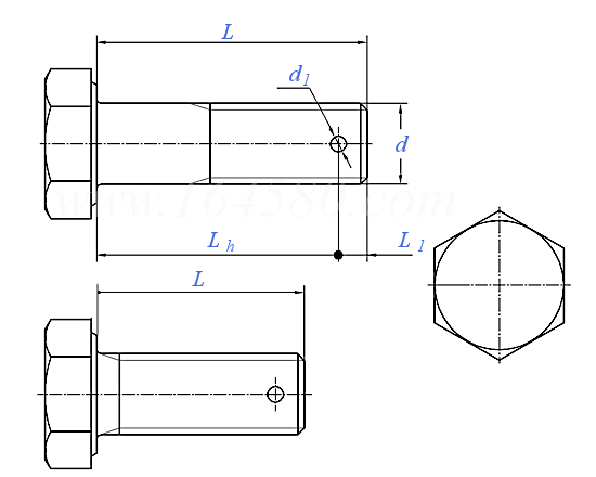 Q  173B 细牙六角头螺杆带孔螺栓 [细牙普通螺纹]