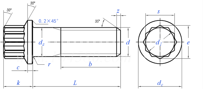 JB /T 6686 - 1993 12角头法兰面螺栓