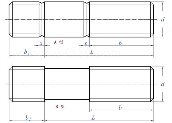 JB /ZQ 4324 - 2006 B级 M56～M100 双头螺柱  b1=1d